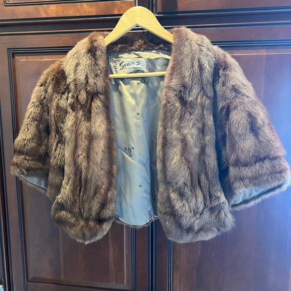 Evans Chicago Mink Fur Stole Shawl Wrap Women- S/M